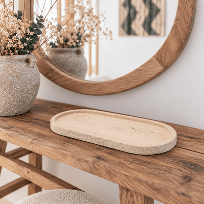 Zoco Home Décoration/Accessoires : Plateau ovale « Naira » en travertin
