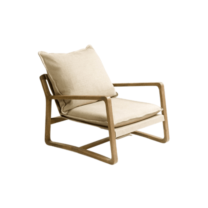 Zoco Home Oak Armchair | Natural Lino 76x93x62cm