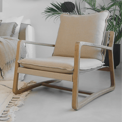 Zoco Home Furniture/Chair Oak Armchair | Natural Lino 76x93x62cm