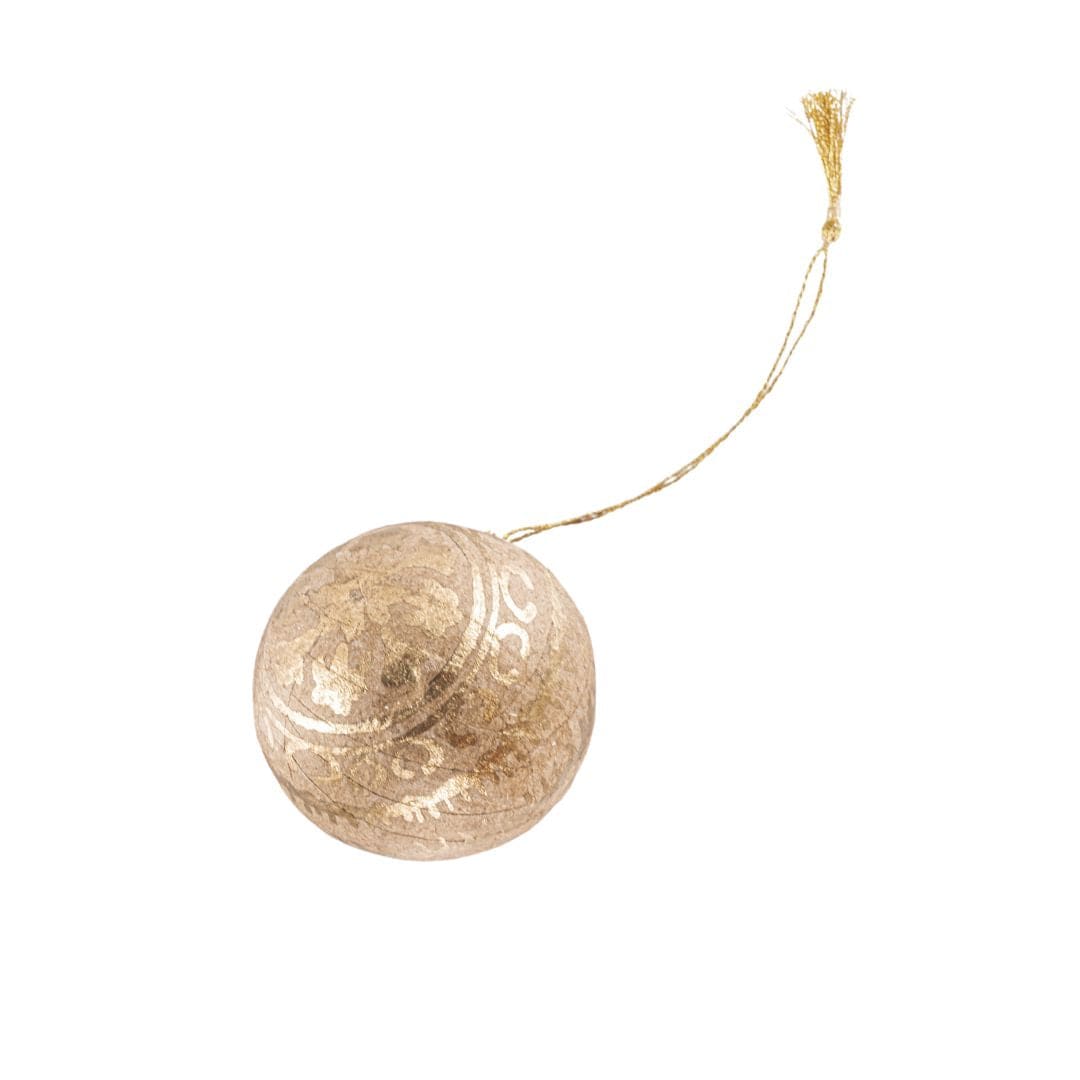Zoco Home Decor/Christmas Paper Mache Christmas Ball | gold