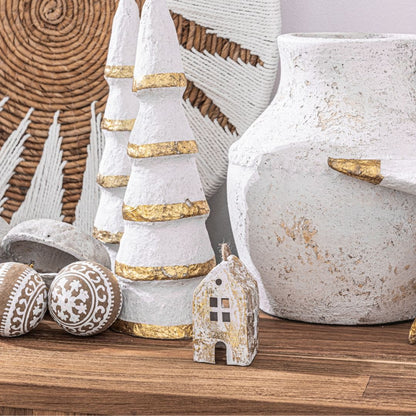 Zoco Home Christmas decor Paper Mache Christmas Ball | White
