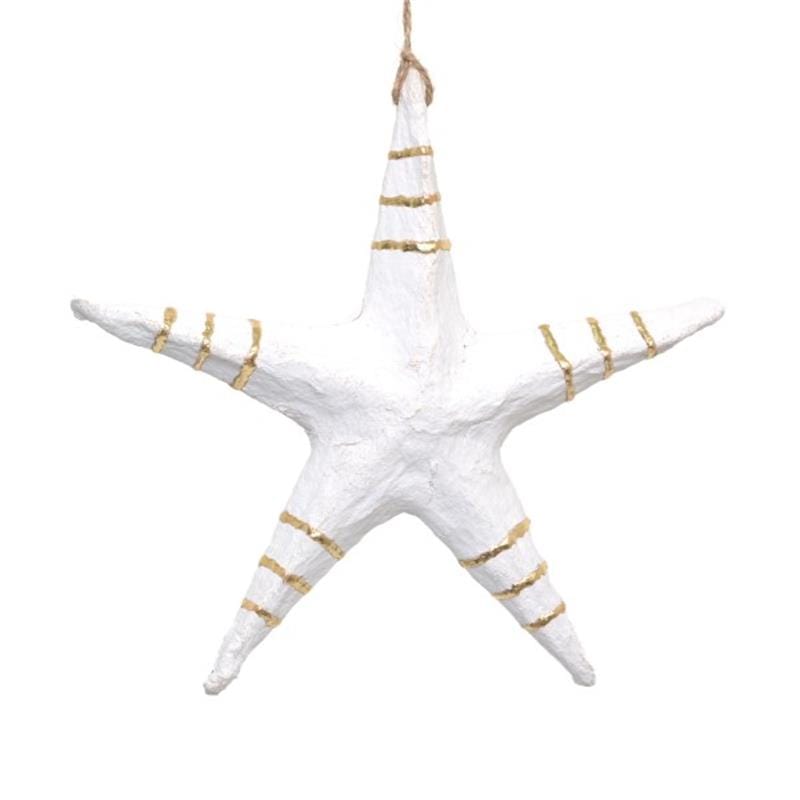 Zoco Home Christmas decor Paper Mache Christmas Star with Stripes