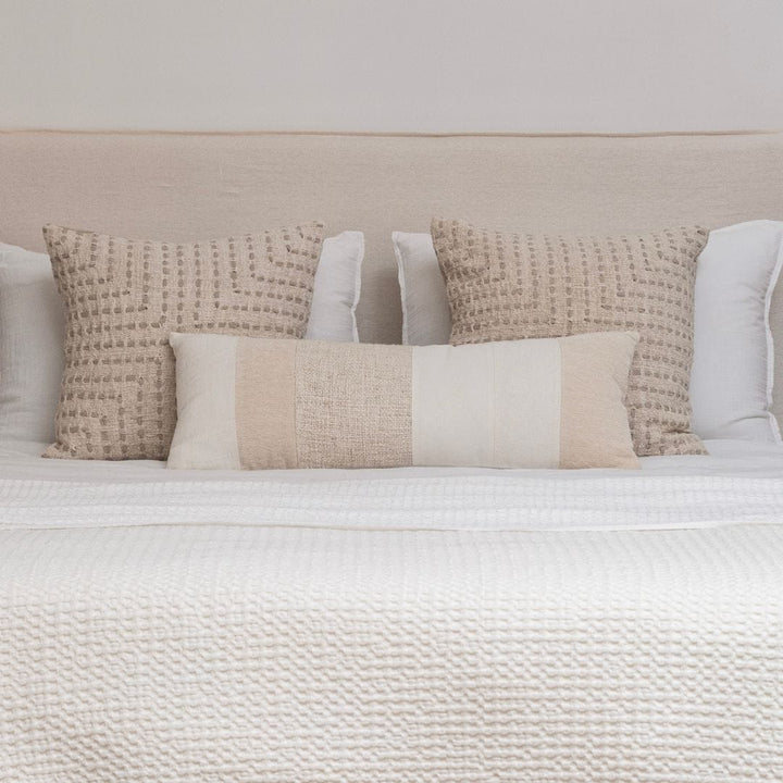 Zoco Home Patchwork Cotton Linen Cushion | White / Natural 80x30cm