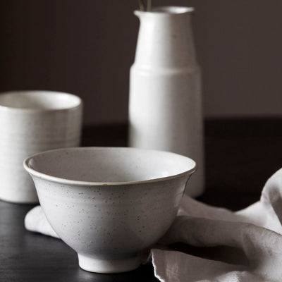 Zoco Home Decor/Kitchen Pion Stoneware Bowl | White/Grey 14.5x8.5cm