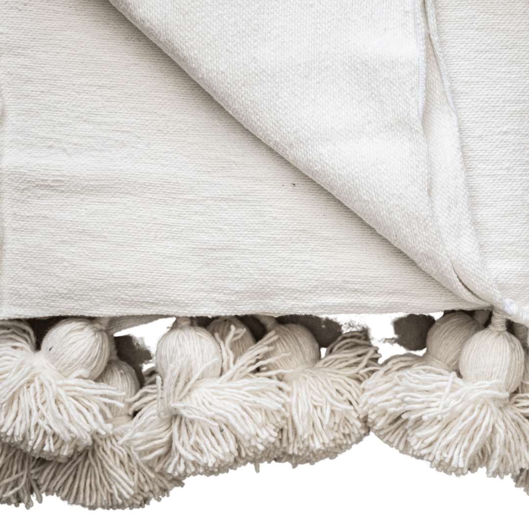 Zoco Home Decor/Textile PomPom Blanket | White