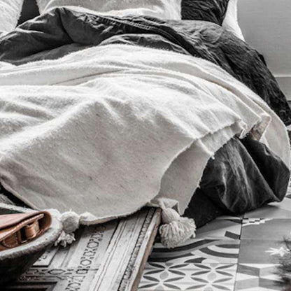 Zoco Home Decor/Textile PomPom Blanket | White