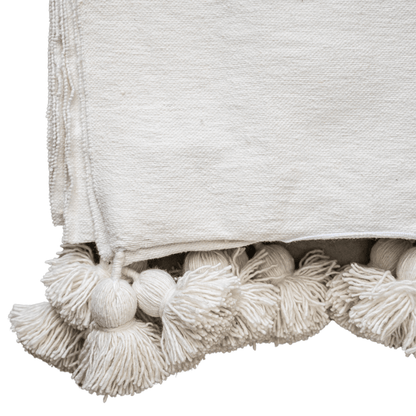 Zoco Home THROWS & BLANKETS PomPom Blanket | White