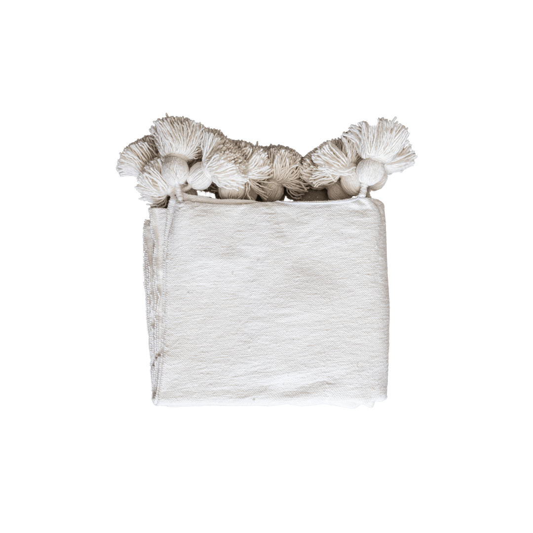 Zoco Home THROWS & BLANKETS PomPom Blanket | White