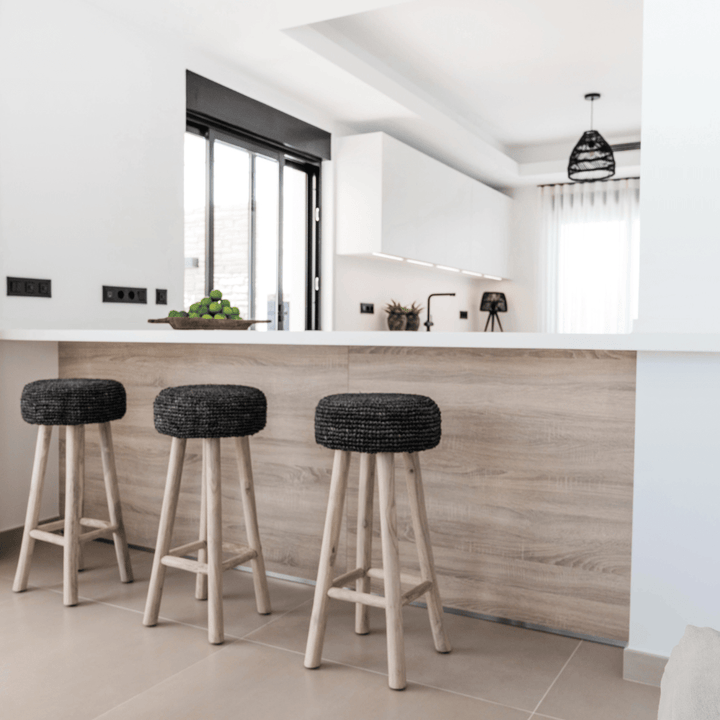 Zoco Home Furniture Raffia Bar stool | Black