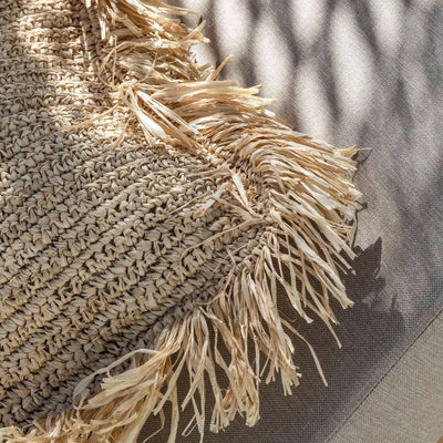 Zoco Home Housse de coussin en raphia | Franges | 45 x 45 cm
