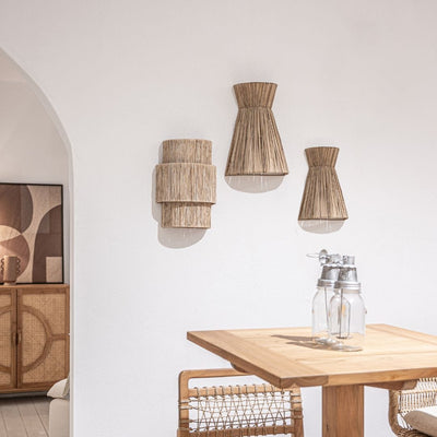 Zoco Home : lámpara de pared de rafia | 25 x 15 x 35 cm