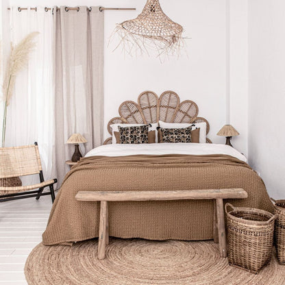 Zoco Home Furniture/Bed Rattan Flower Headboard | 185x145cm