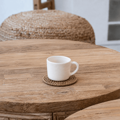 Zoco Home : taza de café de gres reciclado | Blanca | 7 x 6 cm