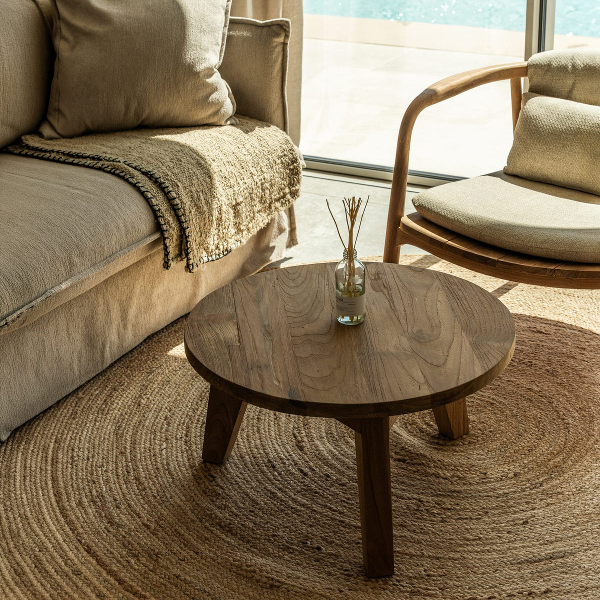 Zoco Home Buiten-/tafel-/koffietafel van gerecycled teakhout | Ø65x38 cm