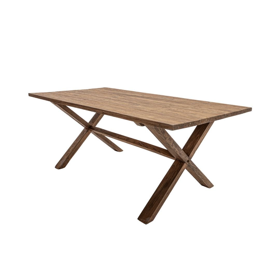 Recycled Teak Dining Table | X Legs | 200x100x75cm – Zoco Home