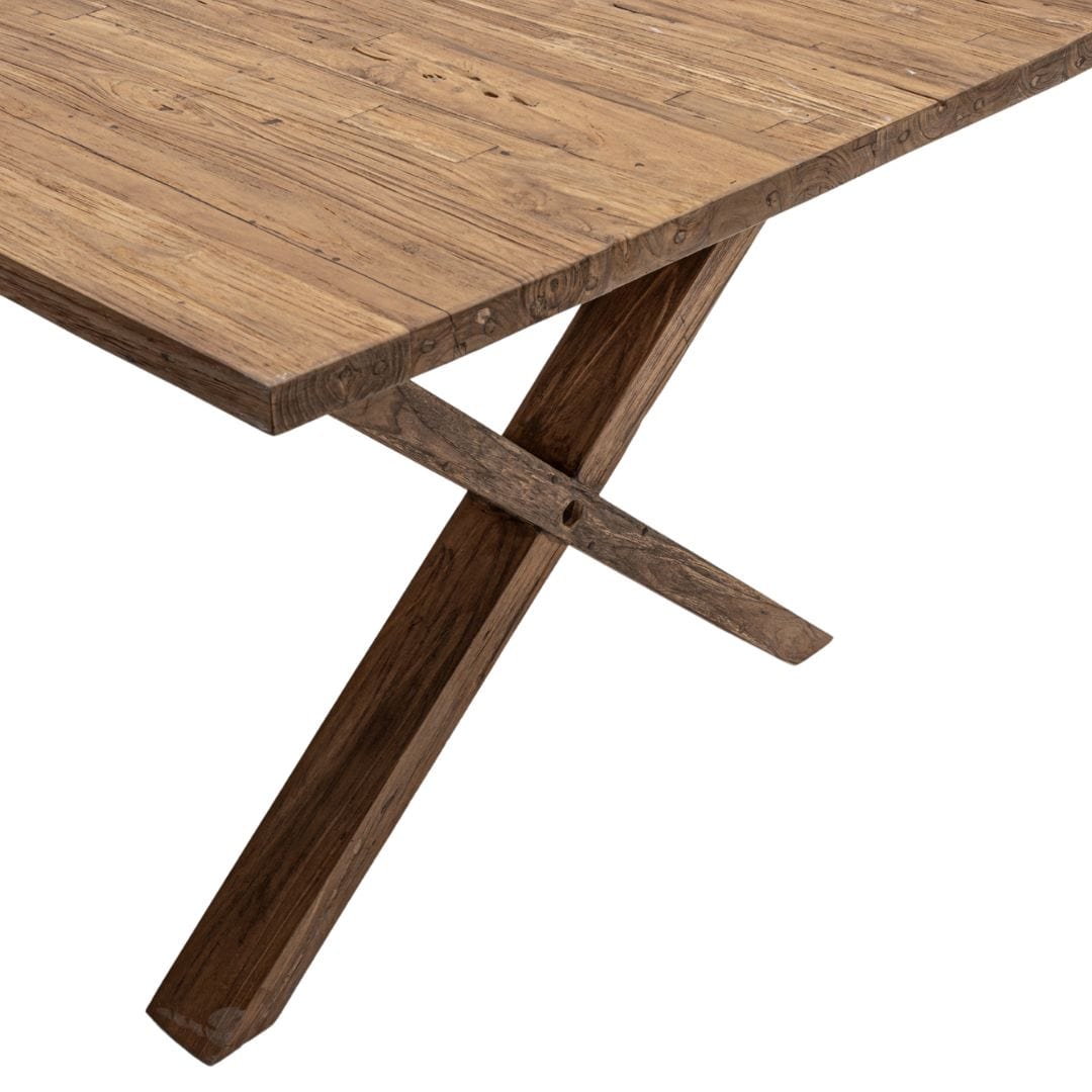 Recycled Teak Dining Table | X Legs | 200x100x75cm – Zoco Home