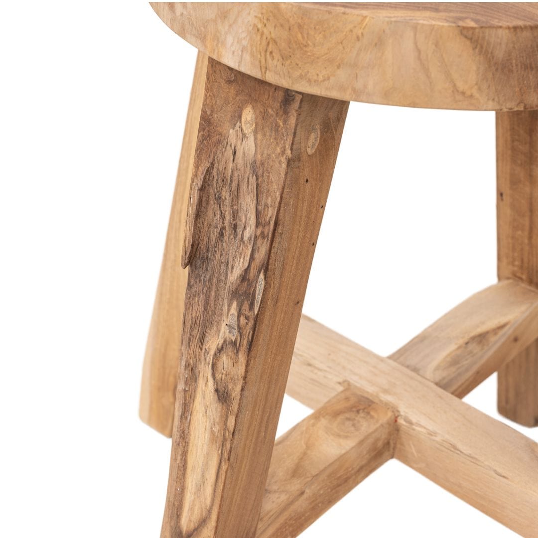 Zoco Home Recycled Teak Round Stool | Natural