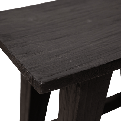 Zoco Home Tabouret en teck recyclé | Noir 48 x 28 x 50 cm
