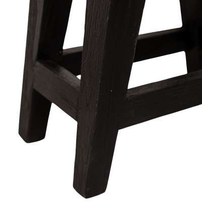 Zoco Home Tabouret en teck recyclé | Noir 48 x 28 x 50 cm
