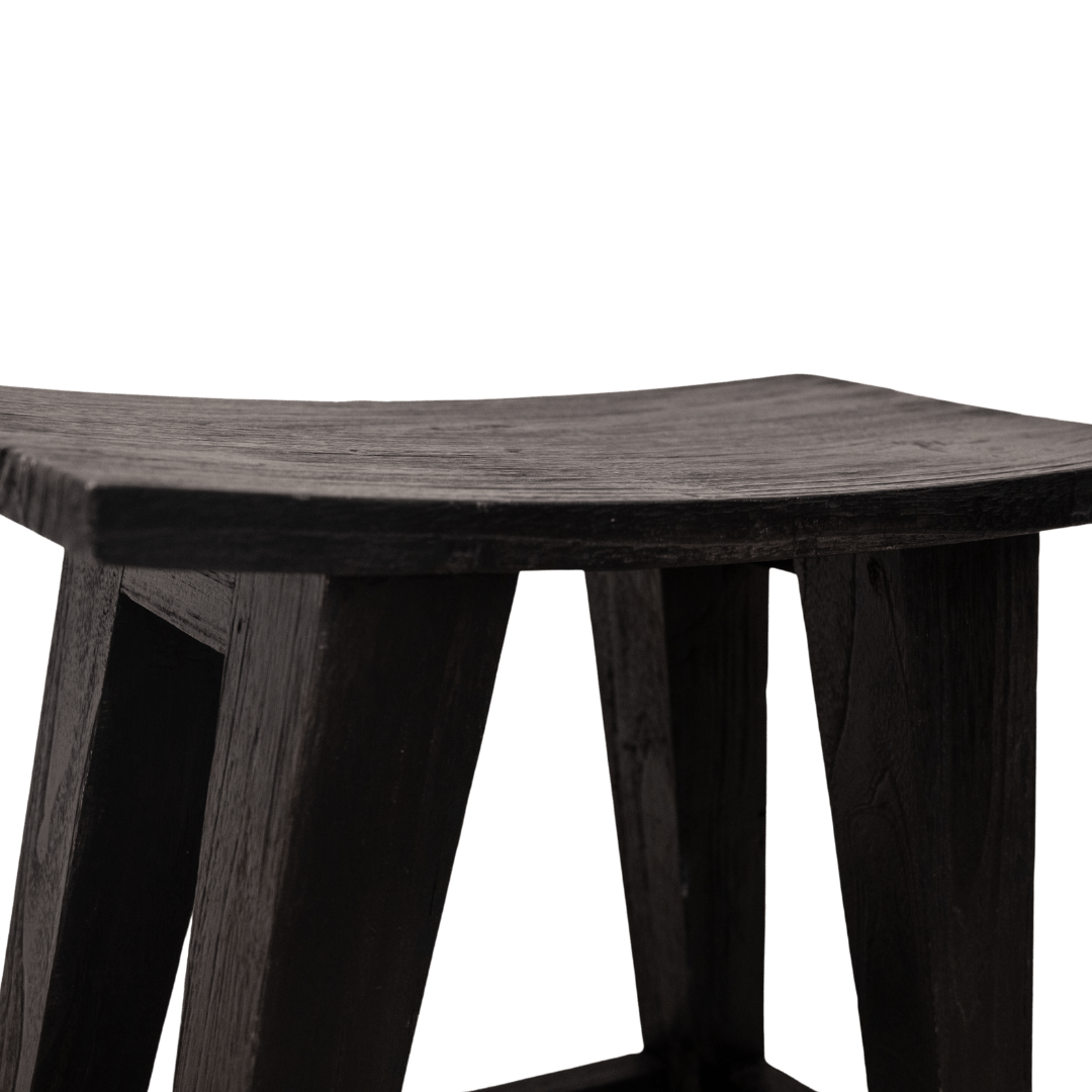 Zoco Home Furniture/Chair Recycled Teak Stool | Black 48x28x50cm