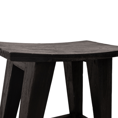 Zoco Home Tabouret en teck recyclé | Noir 48 x 28 x 50 cm
