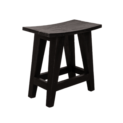 Zoco Home Tabouret en teck recyclé | Noir 48 x 28 x 50 cm