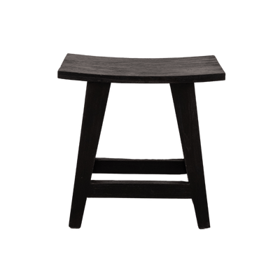 Zoco Home Tabouret en teck recyclé | Noir 48 x 28 x 50 cm