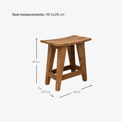 Zoco Home Furniture/Chair Recycled Teak Stool | Natural 48x28x50cm