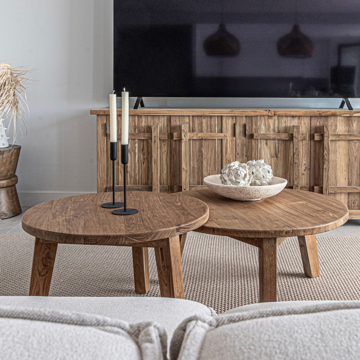 Zoco Home Furniture/Table Round Teak Coffee Table | 80cm