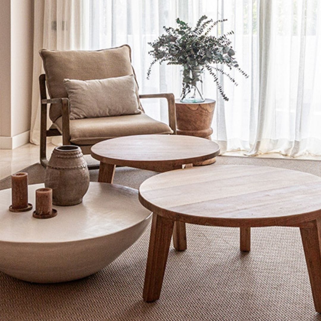 Zoco Home Furniture/Table Round Teak Coffee Table | 80cm