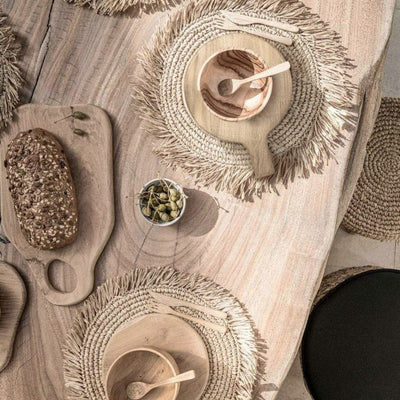 Zoco Home Decor/Kitchen/Accessories Round Teak Cutting Board Paddle Handle