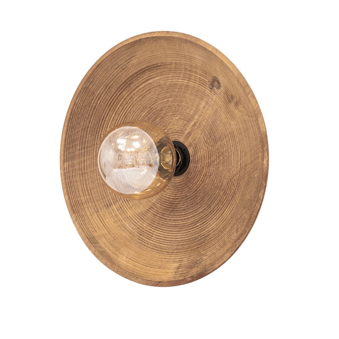 Zoco Home Decor/Lighting Round Teak Wall Lamp | 40cm