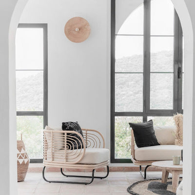 Zoco Home - Lampada da parete rotonda in teak | 40 cm