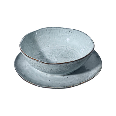 Zoco Home Assiette rustique décorative/de cuisine | Gris/Bleu 27,5 cm