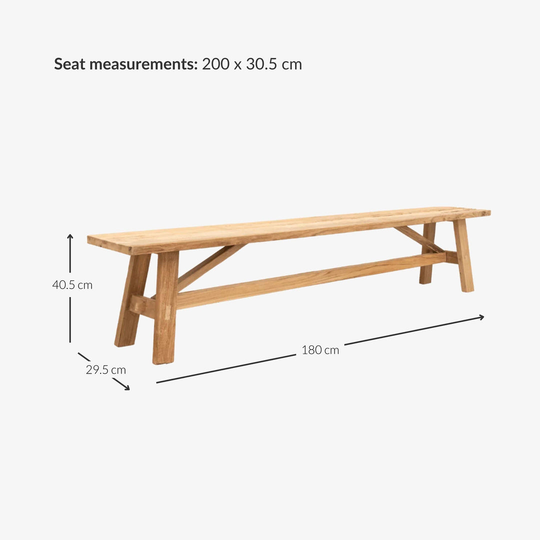 Zoco Home Sahara Recycled Teak Bench | 200cm