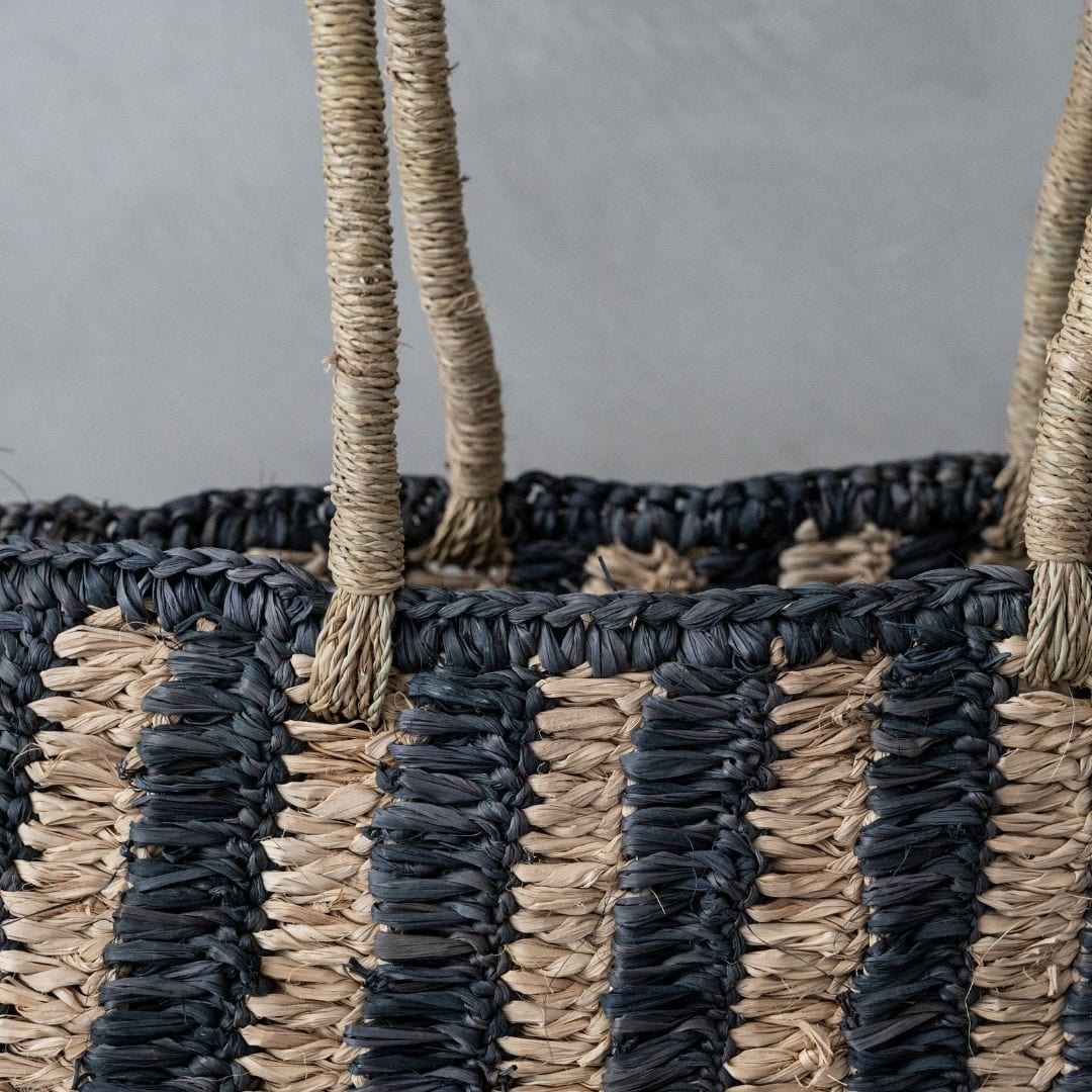 Zoco Home Decor/Accessories Sisal Tote Bag | Natural/Black 50x30cm