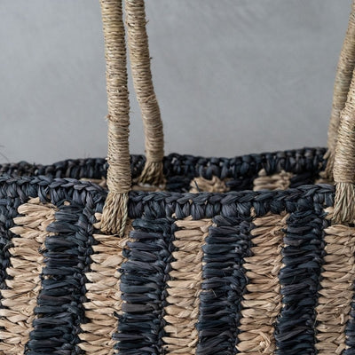 Zoco Home Sac fourre-tout en sisal | Naturel/Noir 50 x 30 cm