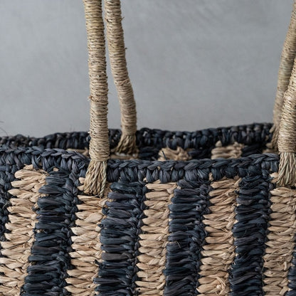 Zoco Home Decor/Accessories Sisal Tote Bag | Natural/Black 50x30cm