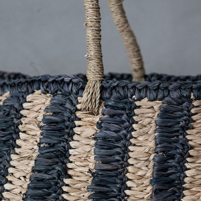 Zoco Home Sac fourre-tout en sisal | Naturel/Noir 50 x 30 cm