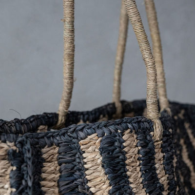 Zoco Home Sac fourre-tout en sisal | Naturel/Noir 50 x 30 cm