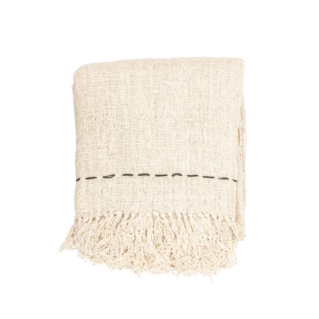 Zoco Home Decor/Textile Soraya Cotton Throw Lines | Off-White | 235x130cm