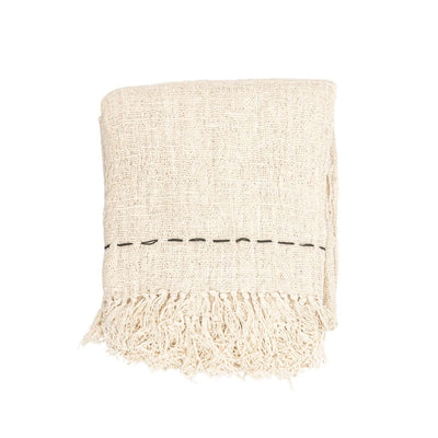 Zoco Home : Manta de algodón Soraya | Blanco roto | 235 x 130 cm