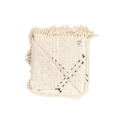 Zoco Home Manta de algodón Soraya con diseño en zigzag | Blanco roto | 235 x 130 cm