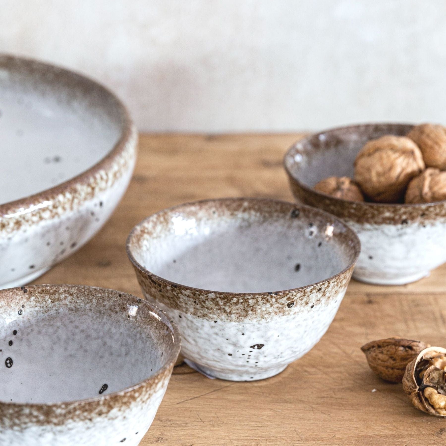 Zoco Home Decor/Kitchen Stoneware Bowl | White/Brown 12x7cm