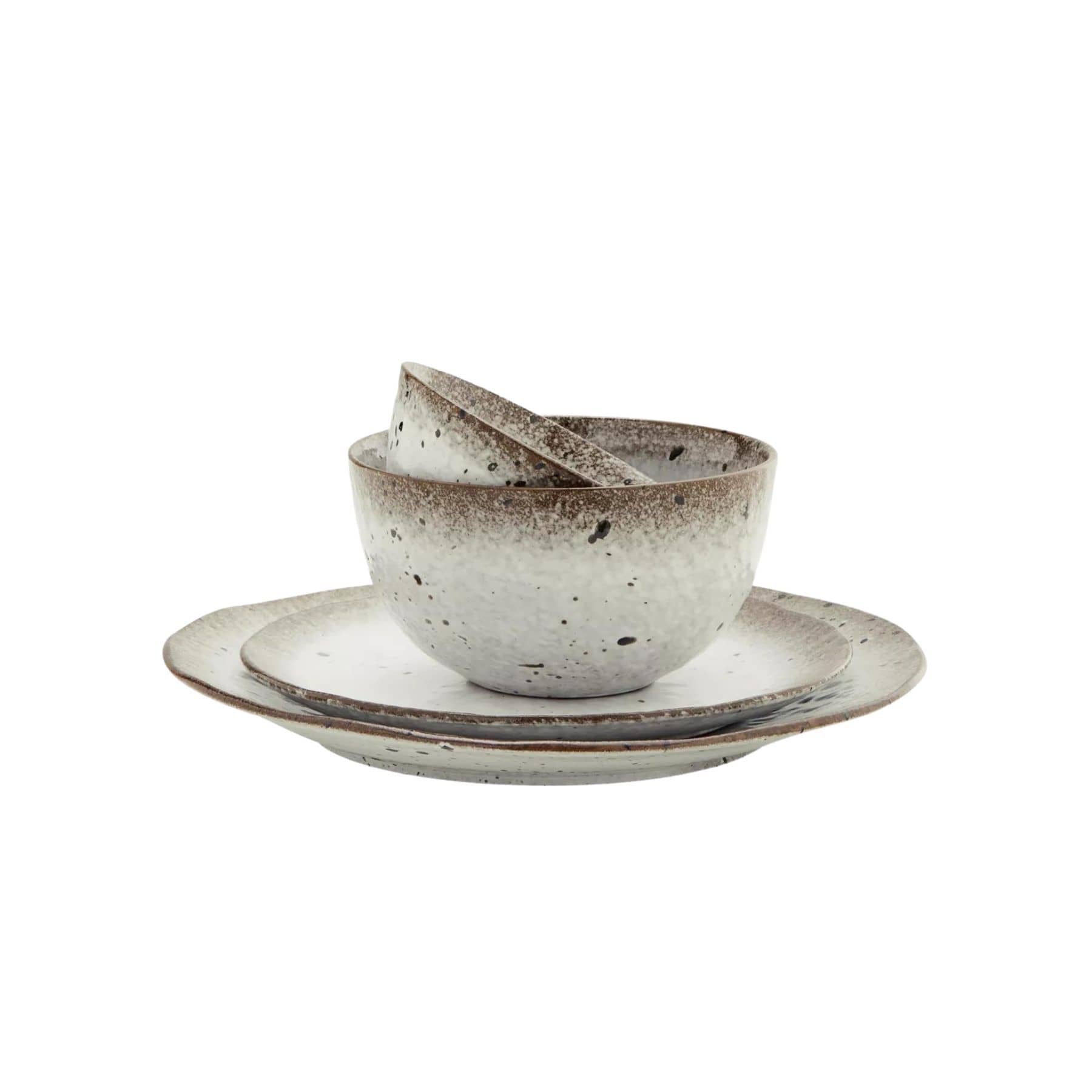 Zoco Home Decor/Kitchen Stoneware Lunch Plate | White/Brown 22cm