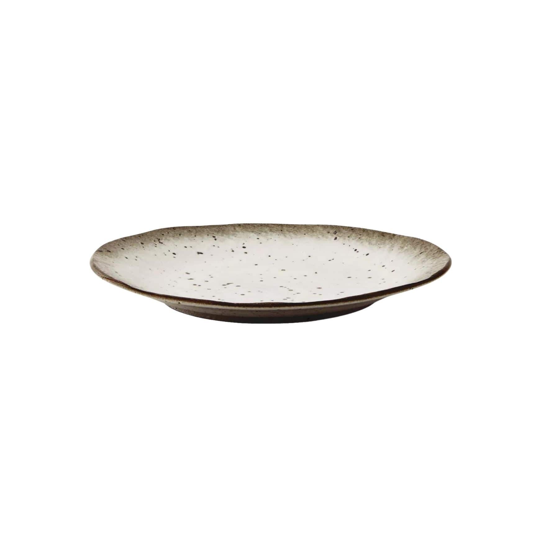 Zoco Home Decor/Kitchen Stoneware Lunch Plate | White/Brown 22cm