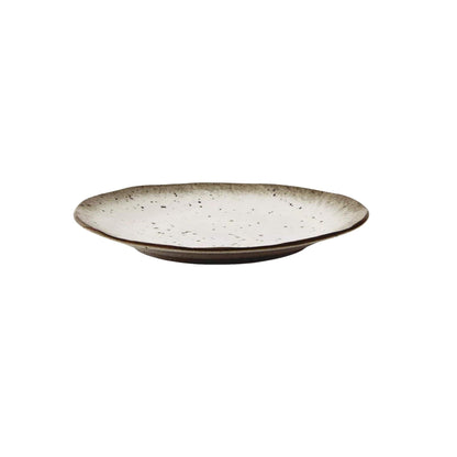 Zoco Home Decor/Kitchen Stoneware Lunch Plate | White/Brown 22cm