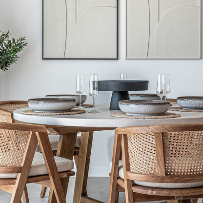 Zoco Home Decor/Kitchen Stoneware Serving Bowl | White/Brown 28x7.5cm