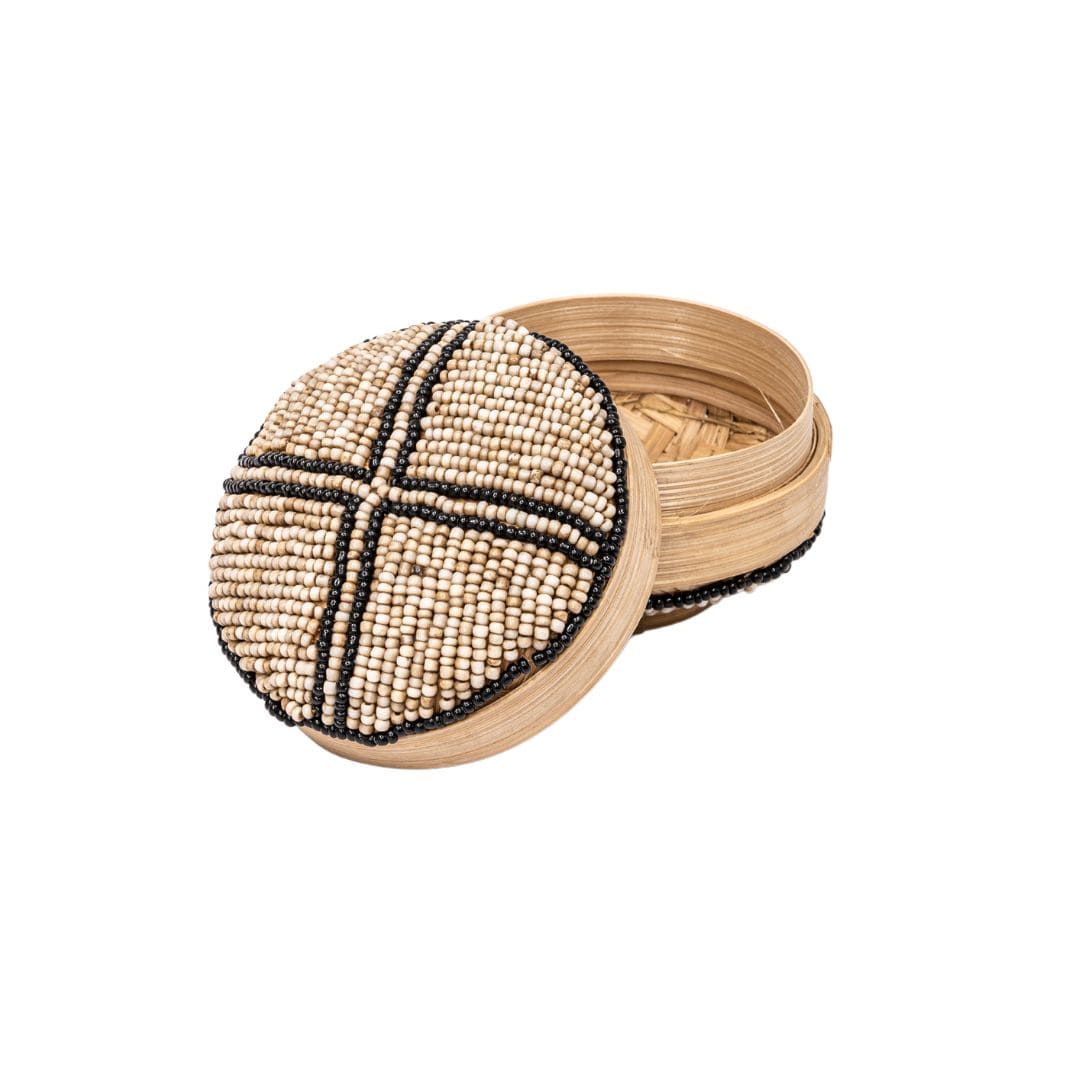 Zoco Home Baskets Suri Jewelry Beaded Basket | Beige