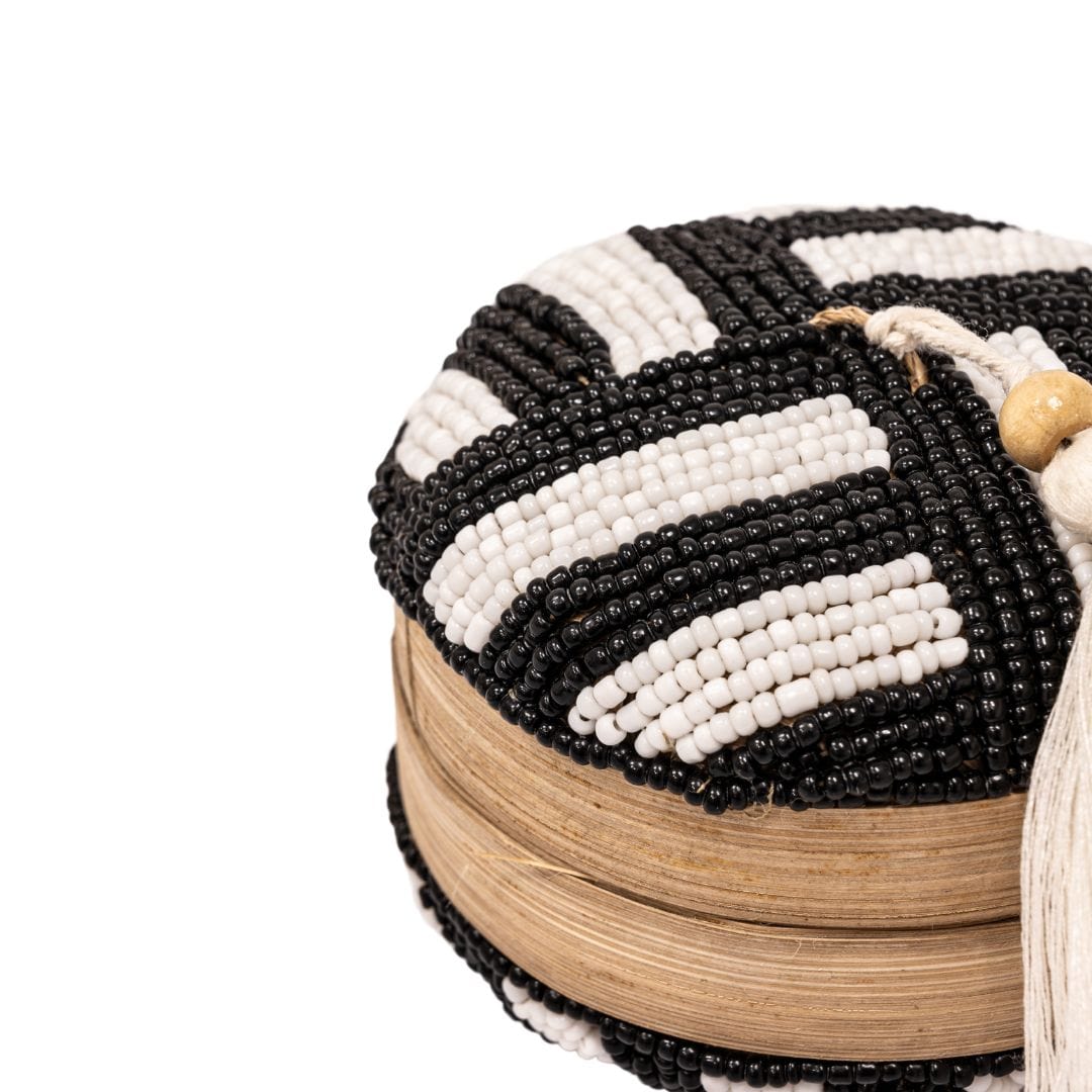 Zoco Home Accessories Suri Jewelry Beaded Basket | Black/White